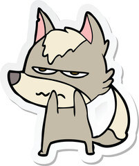 sticker of a cartoon annoyed wolf