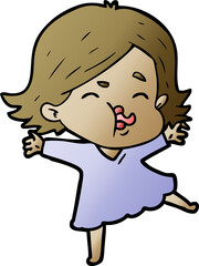 cartoon girl pulling face