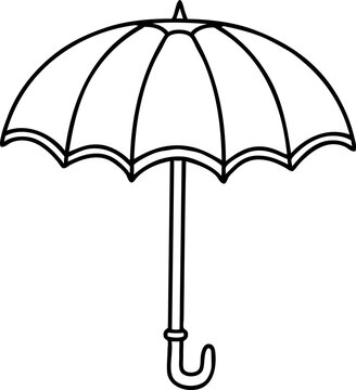 tattoo in black line style of an umbrella