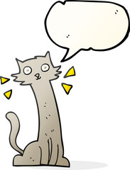 freehand drawn speech bubble cartoon cat