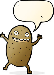 cartoon happy potato with speech bubble