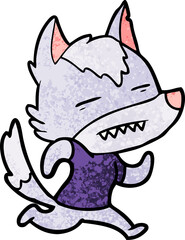 cartoon wolf showing teeth