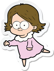 sticker of a happy cartoon girl