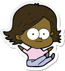 sticker of a happy cartoon girl