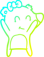 cold gradient line drawing of a female polar bear cartoon