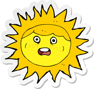 sticker of a sun cartoon character