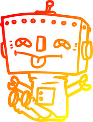 warm gradient line drawing of a cartoon robot