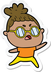 sticker of a cartoon annoyed woman