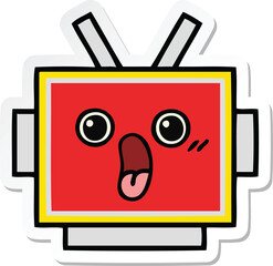 sticker of a cute cartoon robot head
