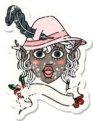Retro Tattoo Style elf bard character face