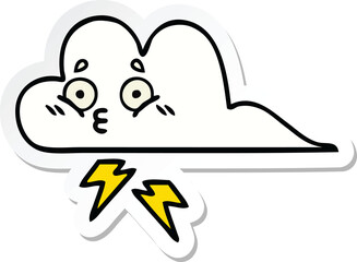 sticker of a cute cartoon thunder cloud