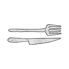 freehand textured cartoon knife and fork