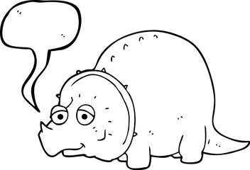 freehand drawn speech bubble cartoon dinosaur