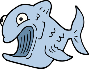 funny cartoon doodle fish