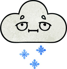 retro grunge texture cartoon of a snow cloud