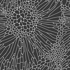 Vector Seamless Pattern. Monochrome organic shapes. Abstract Cell Background. - 595931952