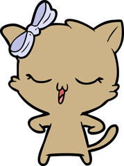 cartoon cat with bow on head