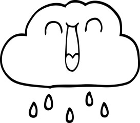 happy line drawing cartoon rain cloud