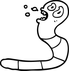 cartoon frightened worm