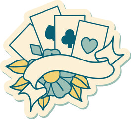 sticker of tattoo in traditional style of cards and banner