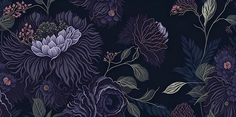 Poster Black and White Flowers Pattern. Floral Pattern. generative ai © Szymek