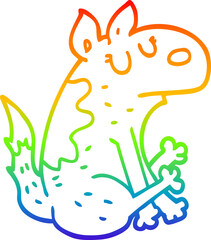 rainbow gradient line drawing of a cartoon dog sitting