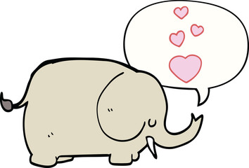 cute cartoon elephant with love hearts with speech bubble