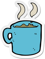 sticker of a cartoon mug of coffee