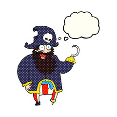 freehand drawn thought bubble cartoon pirate captain