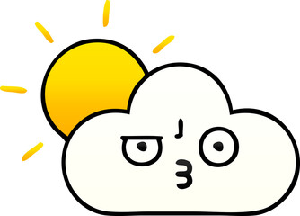 gradient shaded cartoon of a sunshine and cloud