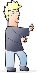 cartoon nervous man waving