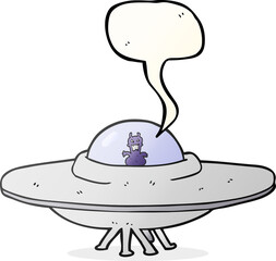 freehand drawn speech bubble cartoon UFO