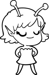 smiling alien girl cartoon