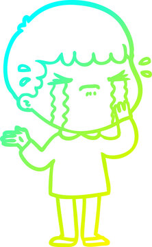 recommend clip art: cold gradient line drawing of a cartoon man crying