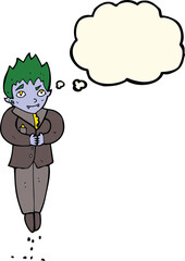 cartoon floating vampire with thought bubble