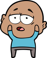 cartoon tired bald man