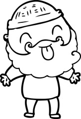 man with beard sticking out tongue