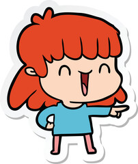 sticker of a cartoon woman