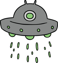 hand drawn cartoon doodle of an alien ship