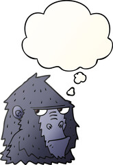 cartoon gorilla with thought bubble in smooth gradient style