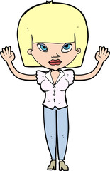 cartoon woman with raised hands