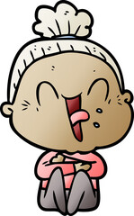 cartoon happy old woman
