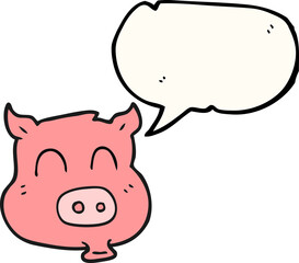 freehand drawn speech bubble cartoon pig