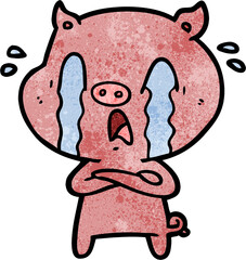 crying pig cartoon