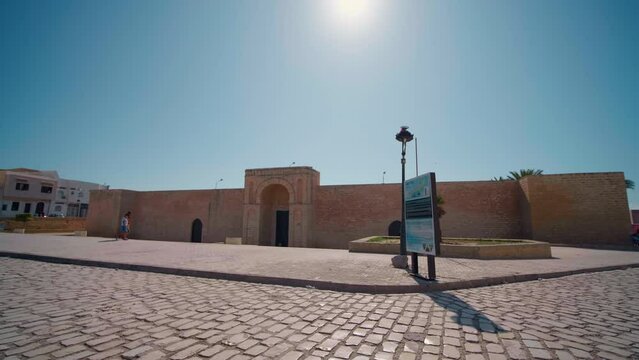 Famous fort ottoman Borj el Kebir situated in Mahdia Governorate. Front entrance into Le Fort in Mahdia, Tunisia.