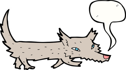 cartoon little wolf with speech bubble