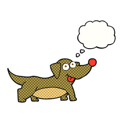 freehand drawn thought bubble cartoon happy little dog