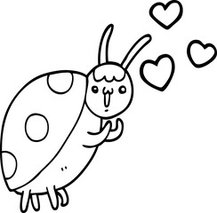 cute cartoon ladybug in love