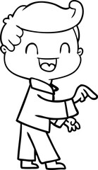 cartoon happy man pointing