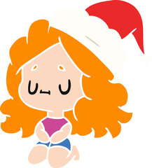 hand drawn christmas cartoon of kawaii girl